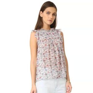 Ulla Johnson Belle Floral Silk Ruffle Blouse Size 4